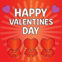 Happy valentine's day greeting with three hearts vector