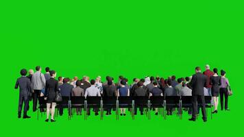 Audience Sitting and Standing on Green Screen 3D Animation in Rear View video