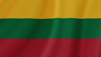 Lithuania Waving Flag. Realistic Flag Animation. Seamless Loop Background video