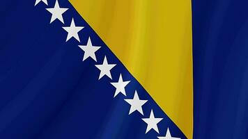 Bosnia and Herzegovina Waving Flag. Realistic Flag Animation. Seamless Loop Background video