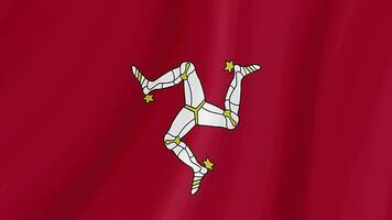 Isle of Man Waving Flag. Realistic Flag Animation. Seamless Loop Background video