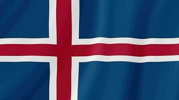 Iceland Waving Flag. Realistic Flag Animation. Seamless Loop Background video