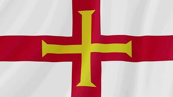 Guernsey golvend vlag. realistisch vlag animatie. naadloos lus achtergrond video