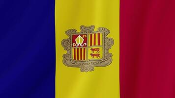 Andorra golvend vlag. realistisch vlag animatie. naadloos lus achtergrond video