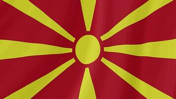 North Macedonia Waving Flag. Realistic Flag Animation. Seamless Loop Background video