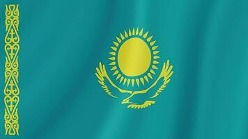 Kazakhstan Waving Flag. Realistic Flag Animation. Seamless Loop Background video