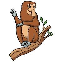 Cute proboscis monkey cartoon on white background vector