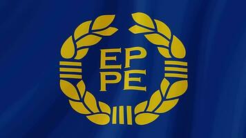 européen parlement agitant drapeau. réaliste drapeau animation. sans couture boucle Contexte video