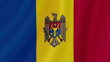 Moldova Waving Flag. Realistic Flag Animation. Seamless Loop Background video