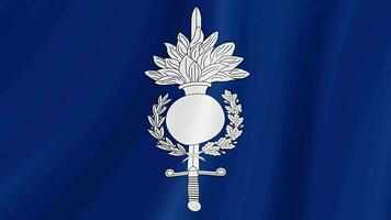 gendarmerie Obliger agitant drapeau. réaliste drapeau animation. sans couture boucle Contexte video