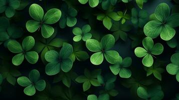 AI generated Background of clover leaves for St. Patrick's Day photo