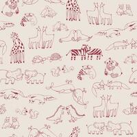 Animals couples in love vector seamless pattern.