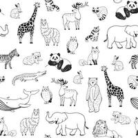 a black and white seamless vector pattern with animals