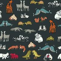 Animals couples in love vector seamless pattern.