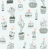 Valentine's day love cactus couples seamless pattern. vector