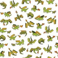 Dragons flying with fire. Seamless vector pattern for textile and decoration