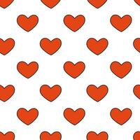 Seamless pattern with red hearts. Simple Valentine day background. Vector flat illustration.