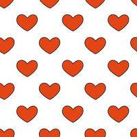 Seamless pattern with red hearts. Simple Valentine day background. Vector flat illustration.