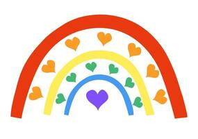 lgbt arco iris con corazones. lgbtq. símbolo de el lgbt orgullo comunidad. vector plano ilustración.