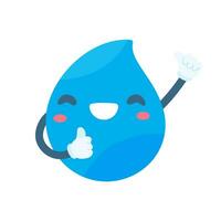 Cute water drop cartoon characters in various poses Providing knowledge to reduce water use vector