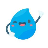 Cute water drop cartoon characters in various poses Providing knowledge to reduce water use vector