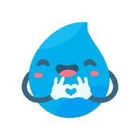 Cute water drop cartoon characters in various poses Providing knowledge to reduce water use vector