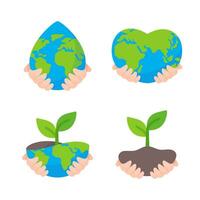 Hand holding a water drop globe Campaign idea to reduce water use for the world on World Water Day vector