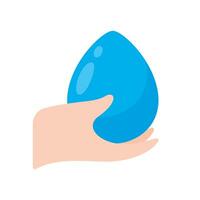 mano participación un agua soltar globo Campaña idea a reducir agua utilizar para el mundo en mundo agua día vector