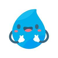 Cute water drop cartoon characters in various poses Providing knowledge to reduce water use vector