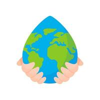 Hand holding a water drop globe Campaign idea to reduce water use for the world on World Water Day vector