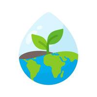 seedlings growing on the earth Environmental conservation concept to save the world vector