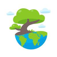 seedlings growing on the earth Environmental conservation concept to save the world vector