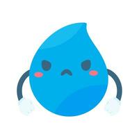 Cute water drop cartoon characters in various poses Providing knowledge to reduce water use vector