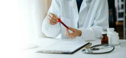 Medical technology, doctor use AI robots for diagnosis and increasing accuracy patient treatment in future. doctor hand working with tablet, computer photo