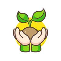 Plant growing in hand icon vector. vector