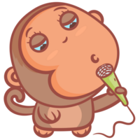 pequeno macaco segurando uma microfone e cantando png