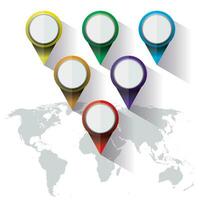 World Map Colorful Markers vector