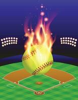 Softball Field and Fire Background vector