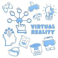sencillo virtual realidad icono conjunto vector