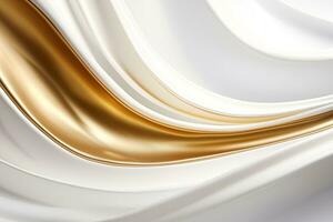 AI generated The abstract background looks like a liquid white contrasting with gold, looking luxurious. photo