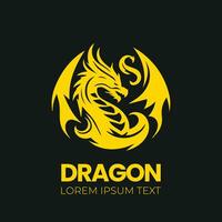 Dragon vector icon illustration design logo template, dragon silhouette, dragon emblem