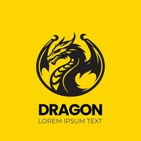 Dragon vector icon illustration design logo template, dragon silhouette, dragon emblem