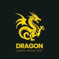 Dragon vector icon illustration design logo template, dragon silhouette, dragon emblem