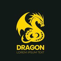 Dragon vector icon illustration design logo template, dragon silhouette, dragon emblem