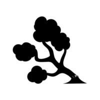 Silhouette of fallen tree on white background. Tree branches fell due to strong winds. Vector illustration