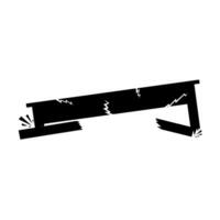 Vector illustration of broken and broken wooden table. Black table silhouette on white background.