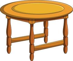 A round wooden table isolated vector illustration