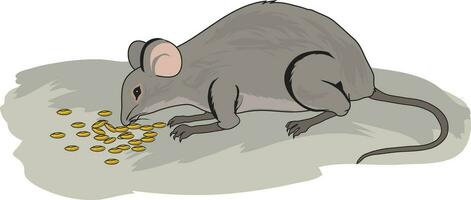 un ratón felizmente comiendo nueces vector