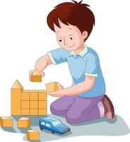 Cute boy planning puzzle vector illustration