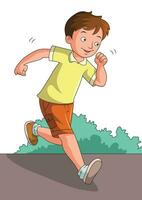 Cute boy running happily vector illustration